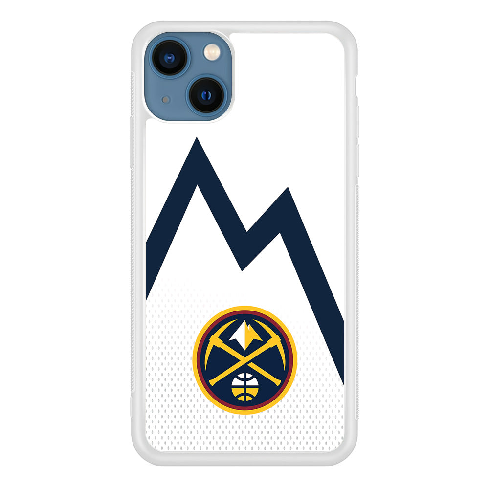 Denver Nuggets Emblem Line In White iPhone 13 Case