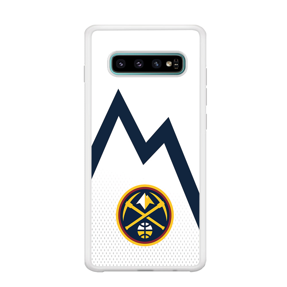 Denver Nuggets Emblem Line In White Samsung Galaxy S10 Case