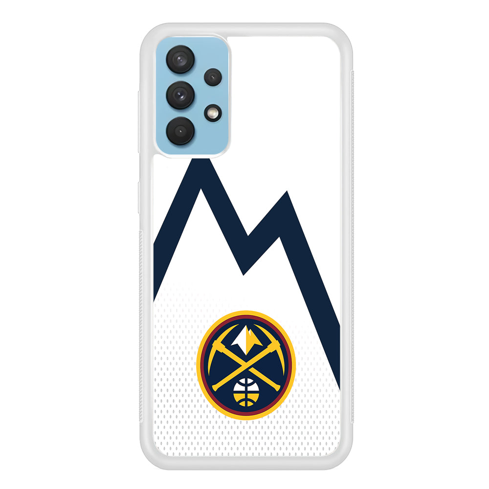 Denver Nuggets Emblem Line In White Samsung Galaxy A32 Case