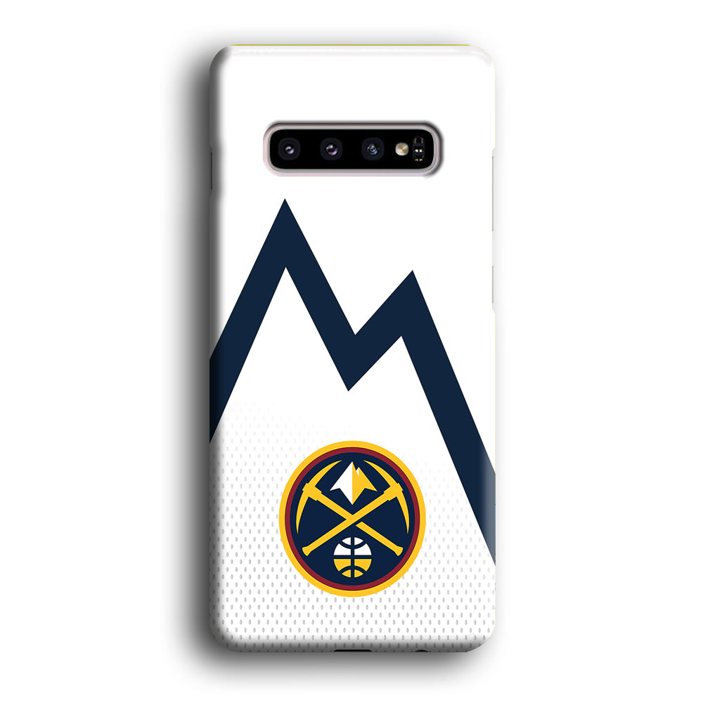 Denver Nuggets Emblem Line In White Samsung Galaxy S10 Case