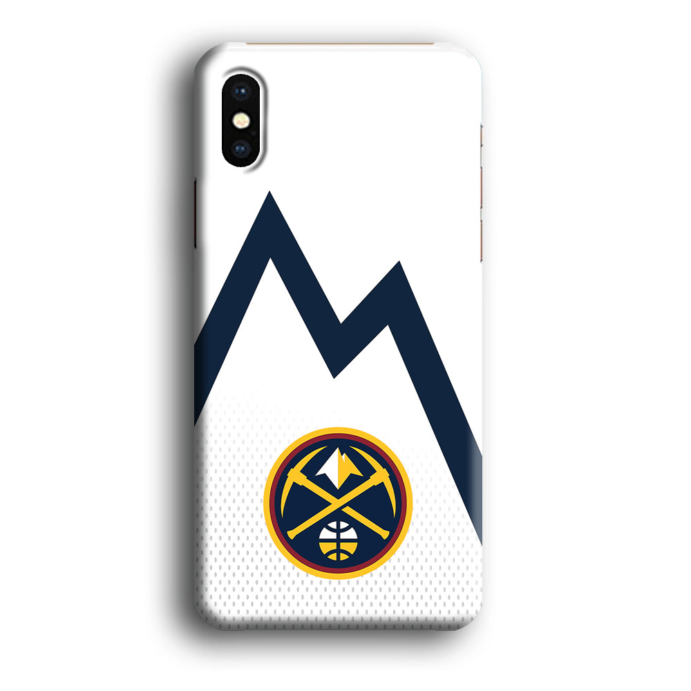 Denver Nuggets Emblem Line In White iPhone X Case