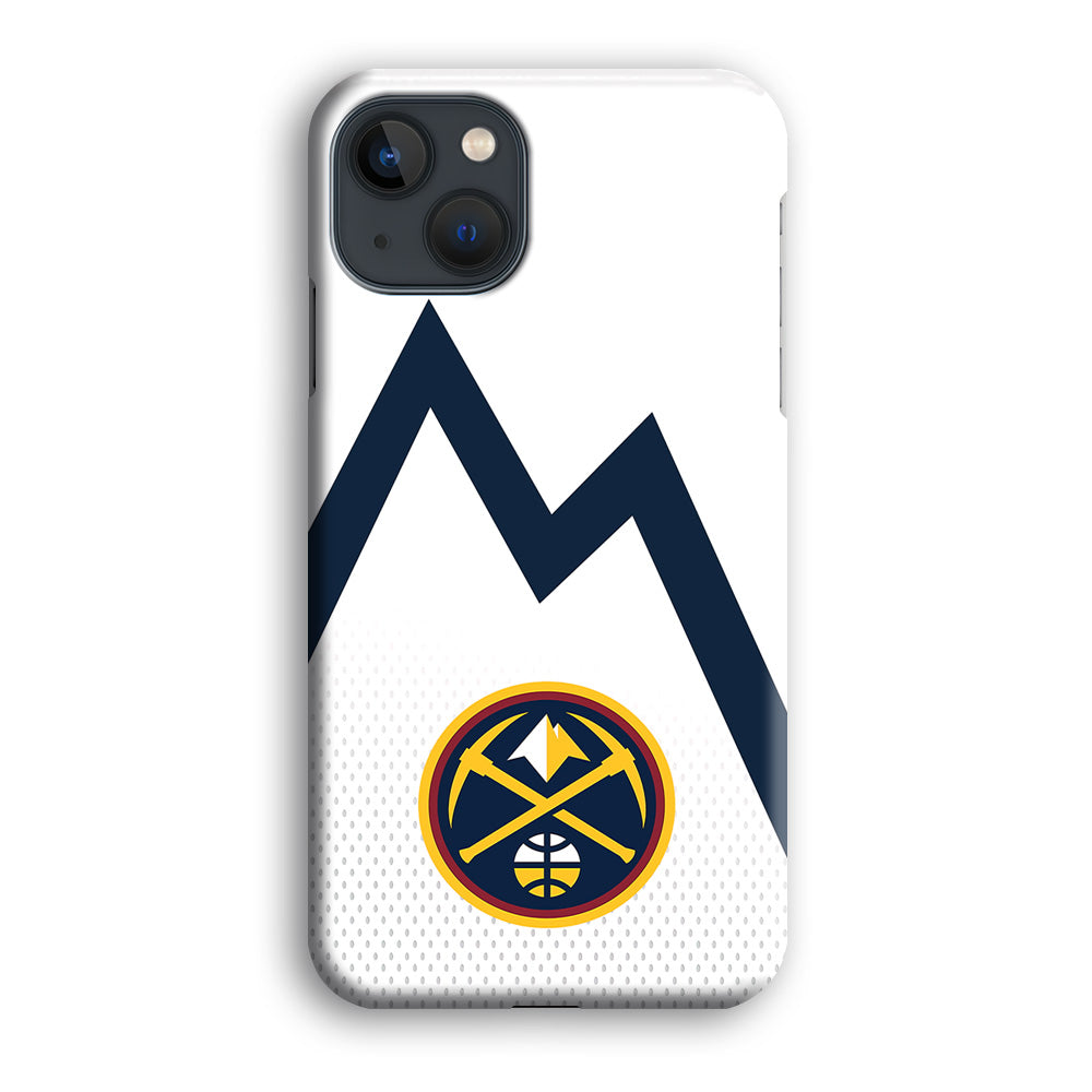 Denver Nuggets Emblem Line In White iPhone 13 Case