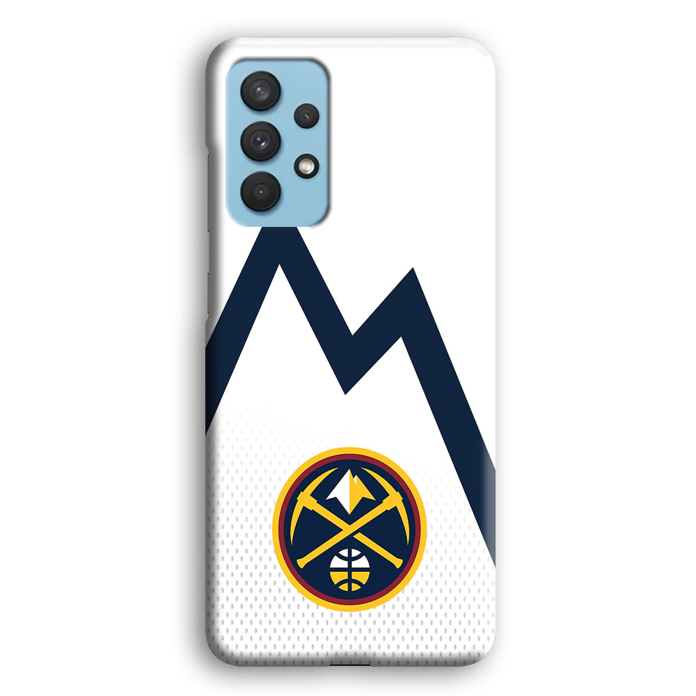 Denver Nuggets Emblem Line In White Samsung Galaxy A32 Case