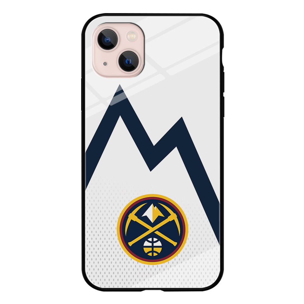 Denver Nuggets Emblem Line In White iPhone 13 Case