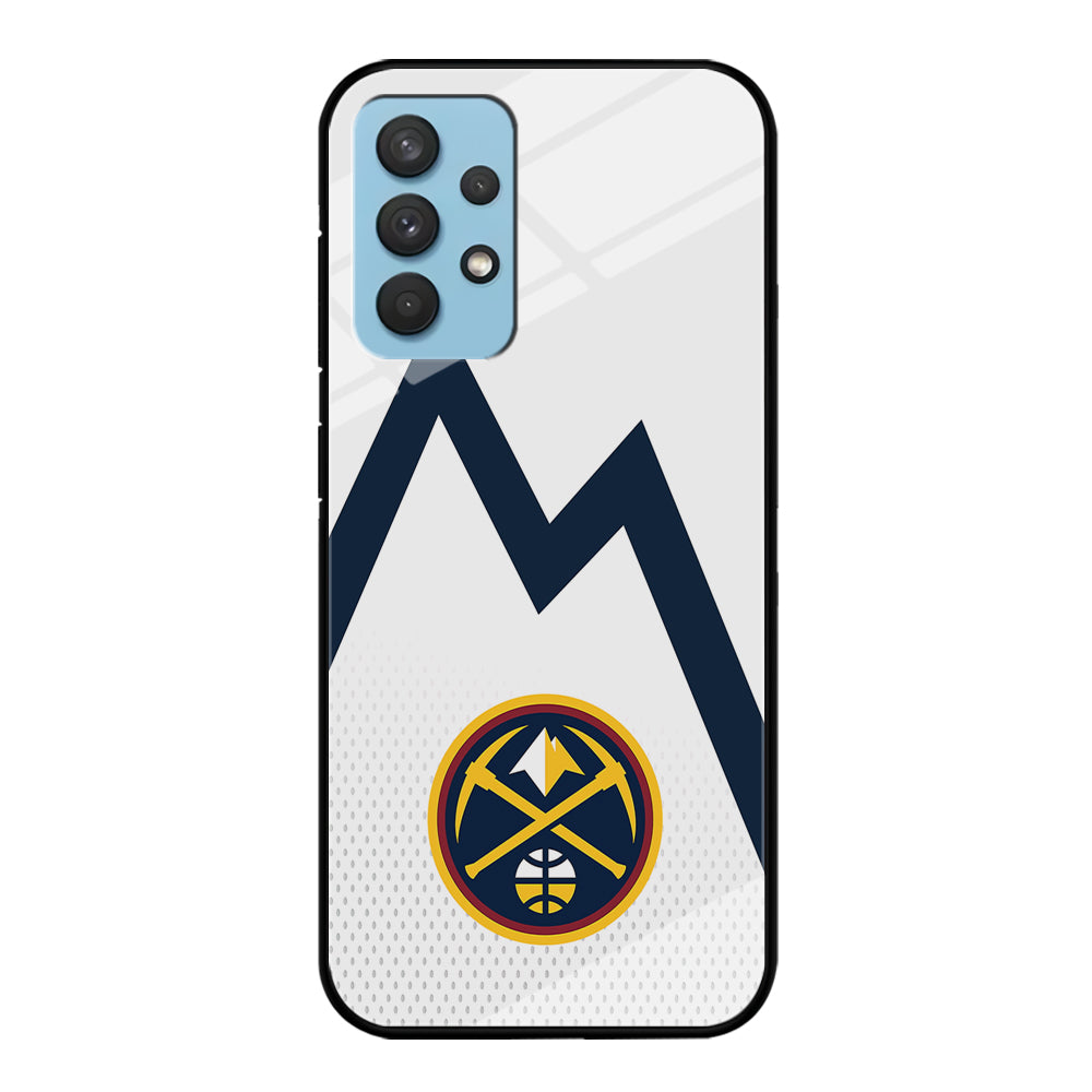 Denver Nuggets Emblem Line In White Samsung Galaxy A32 Case