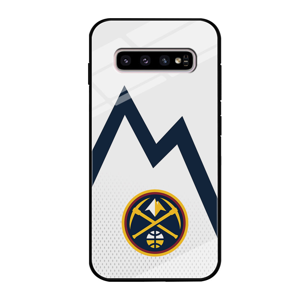 Denver Nuggets Emblem Line In White Samsung Galaxy S10 Case