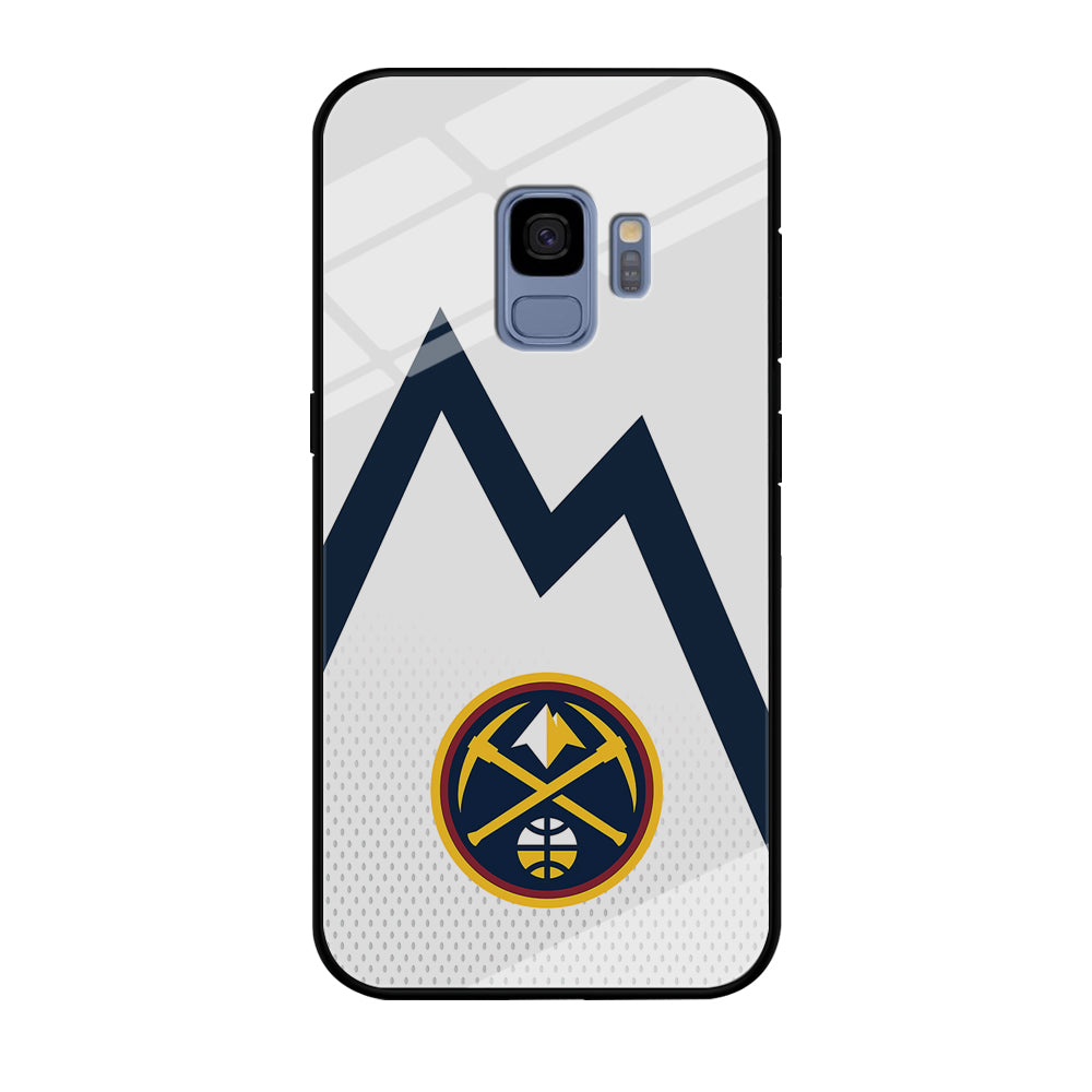 Denver Nuggets Emblem Line In White Samsung Galaxy S9 Case