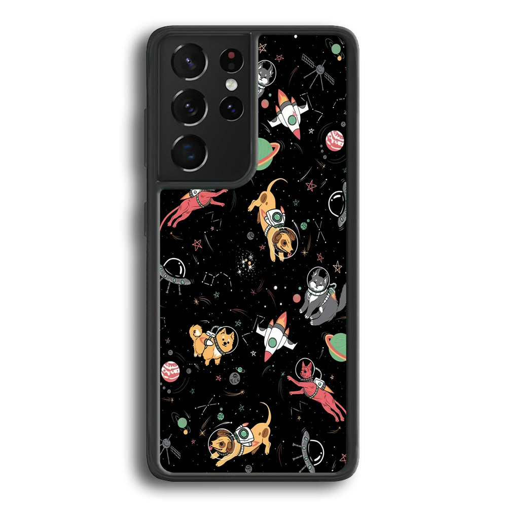 Dogs and Cats Space Form Samsung Galaxy S21 Ultra Case