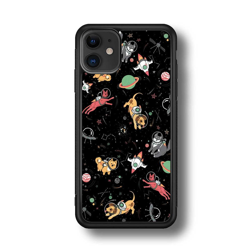 Dogs and Cats Space Form iPhone 11 Case Rubber Black (2D Case)