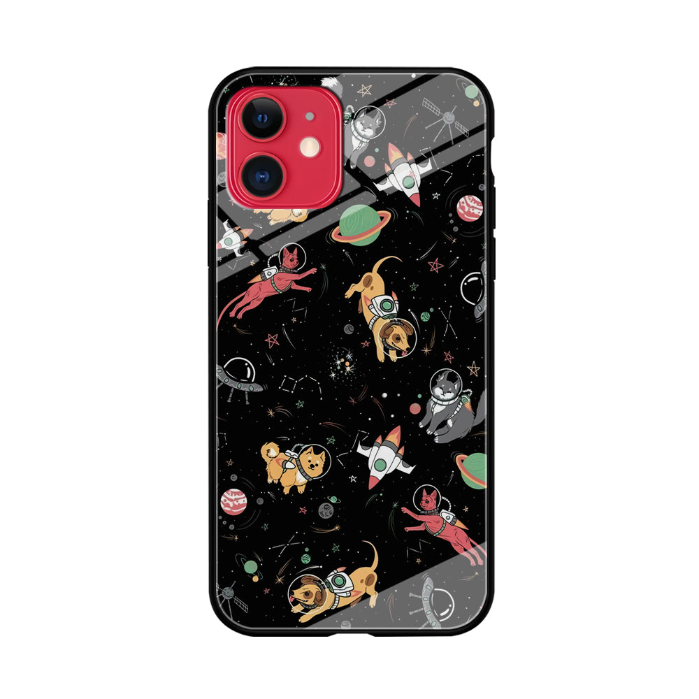 Dogs and Cats Space Form iPhone 11 Case Tempered Glass Case