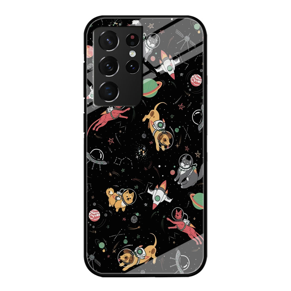 Dogs and Cats Space Form Samsung Galaxy S21 Ultra Case