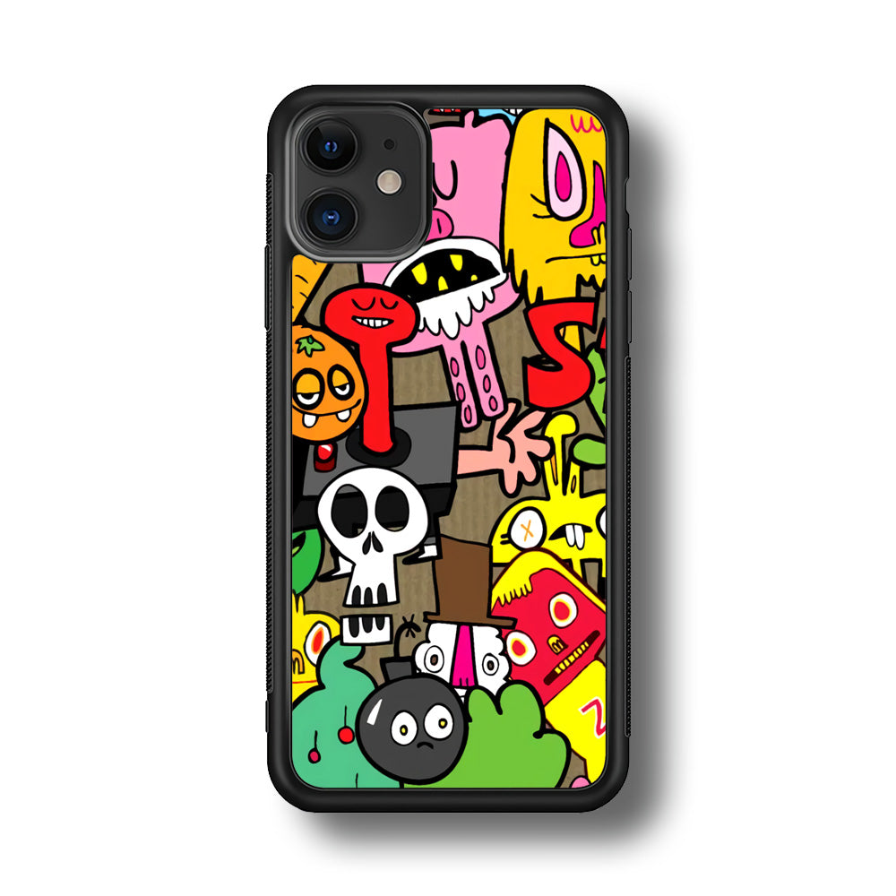 Doodle Halloween Scary Night iPhone 11 Case Rubber Black (2D Case)
