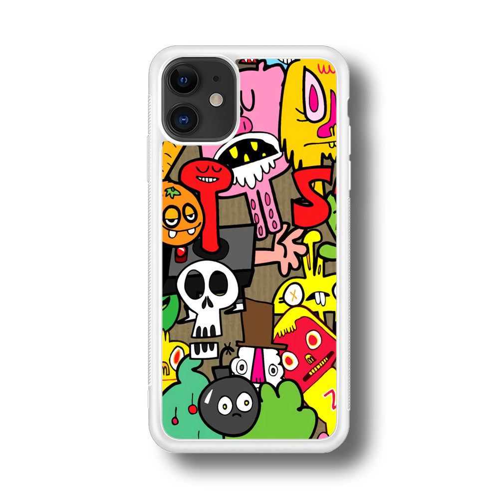 Doodle Halloween Scary Night iPhone 11 Case Rubber White (2D Case)