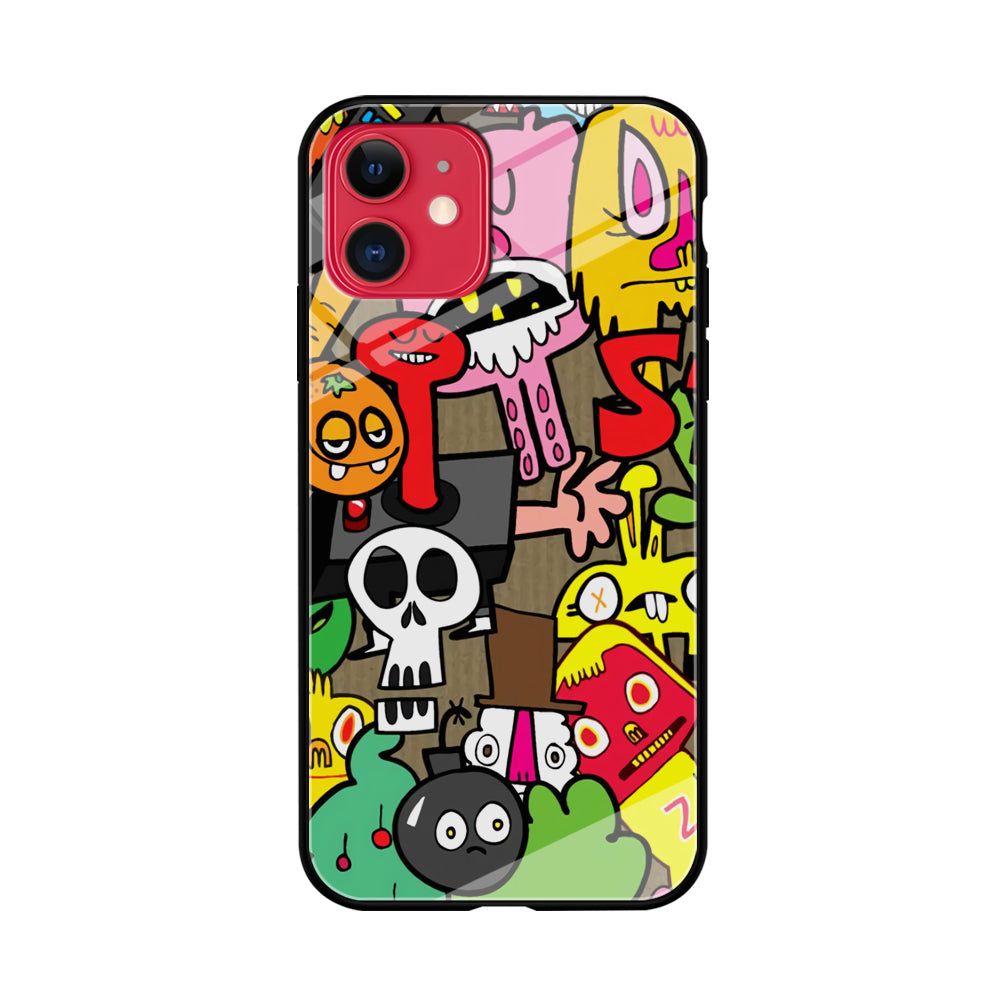 Doodle Halloween Scary Night iPhone 11 Case Tempered Glass Case