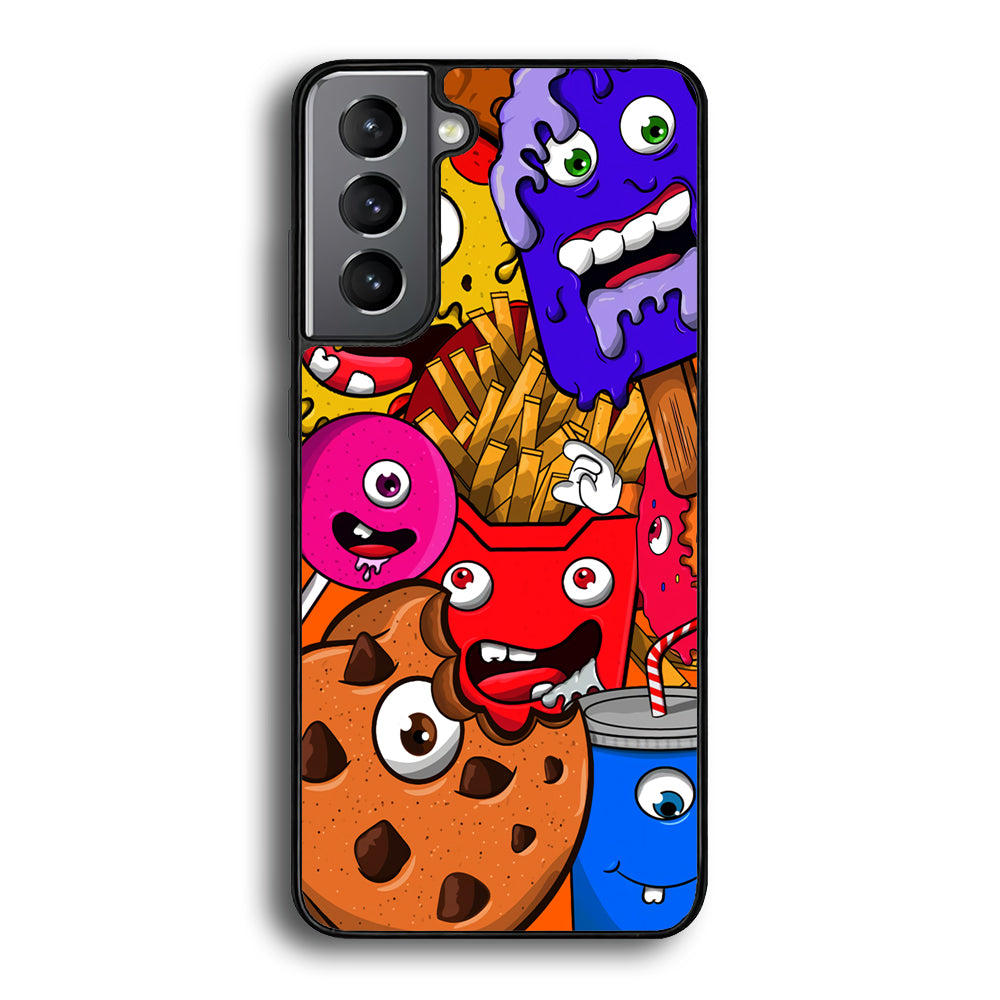 Doodle Monsters Snack Samsung Galaxy S21 Plus Case - Carneyforia