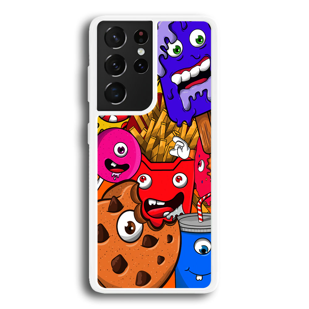 Doodle Monsters Snack Samsung Galaxy S21 Ultra Case