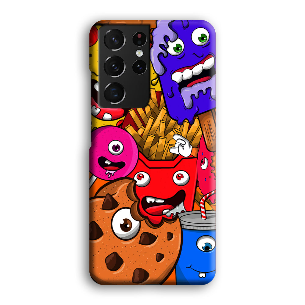 Doodle Monsters Snack Samsung Galaxy S21 Ultra Case