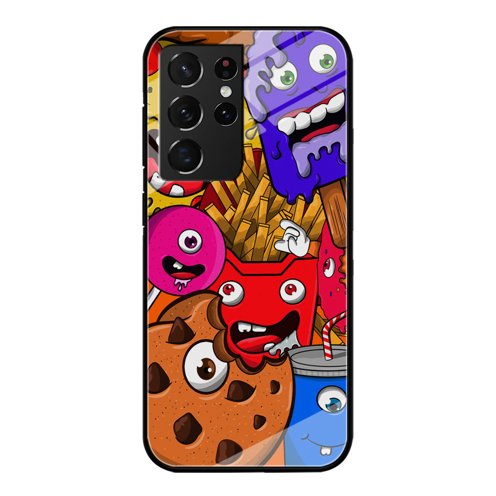 Doodle Monsters Snack Samsung Galaxy S21 Ultra Case