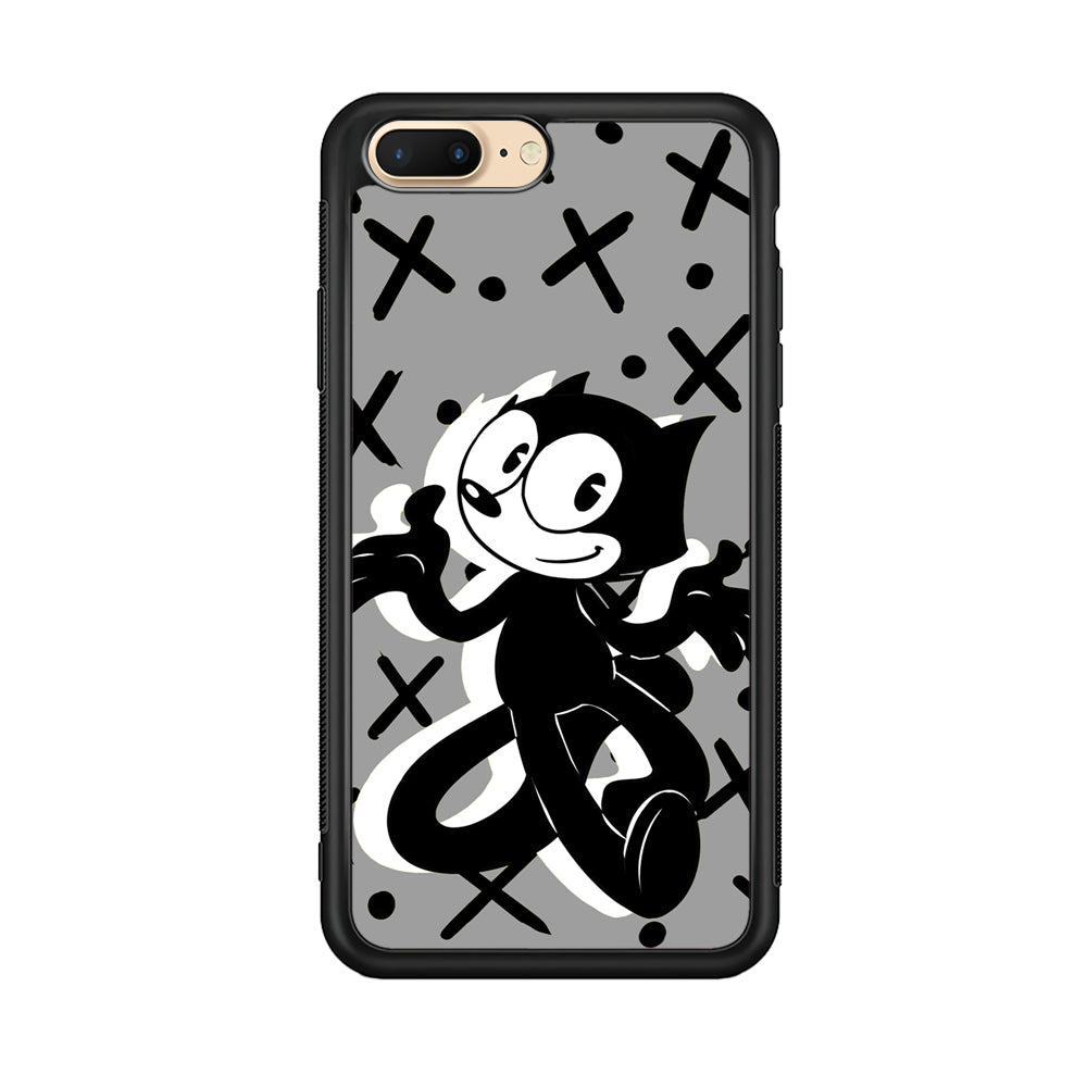 Felix The Cat Pattern In Grey iPhone 8 Plus Case