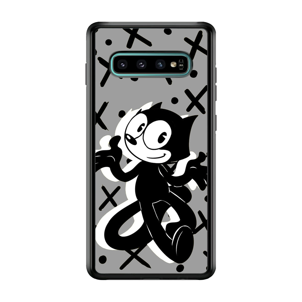 Felix The Cat Pattern In Grey Samsung Galaxy S10 Case