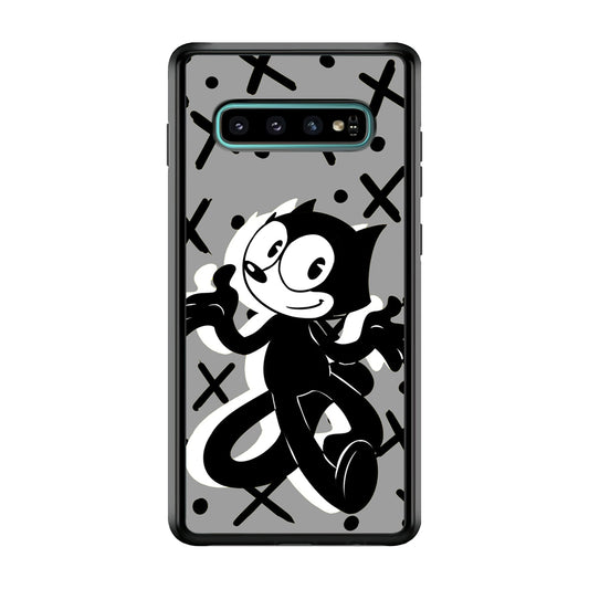 Felix The Cat Pattern In Grey Samsung Galaxy S10 Plus Case