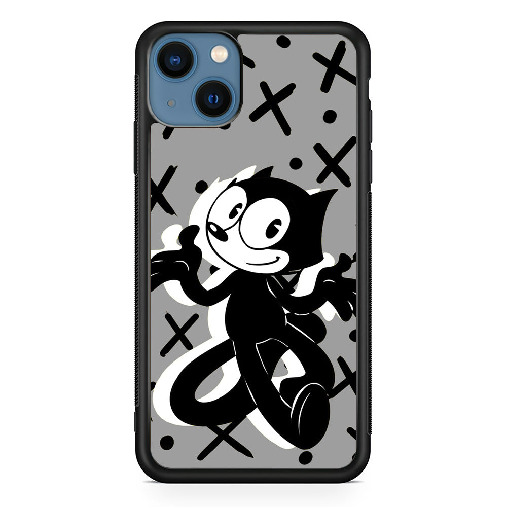 Felix The Cat Pattern In Grey iPhone 13 Case