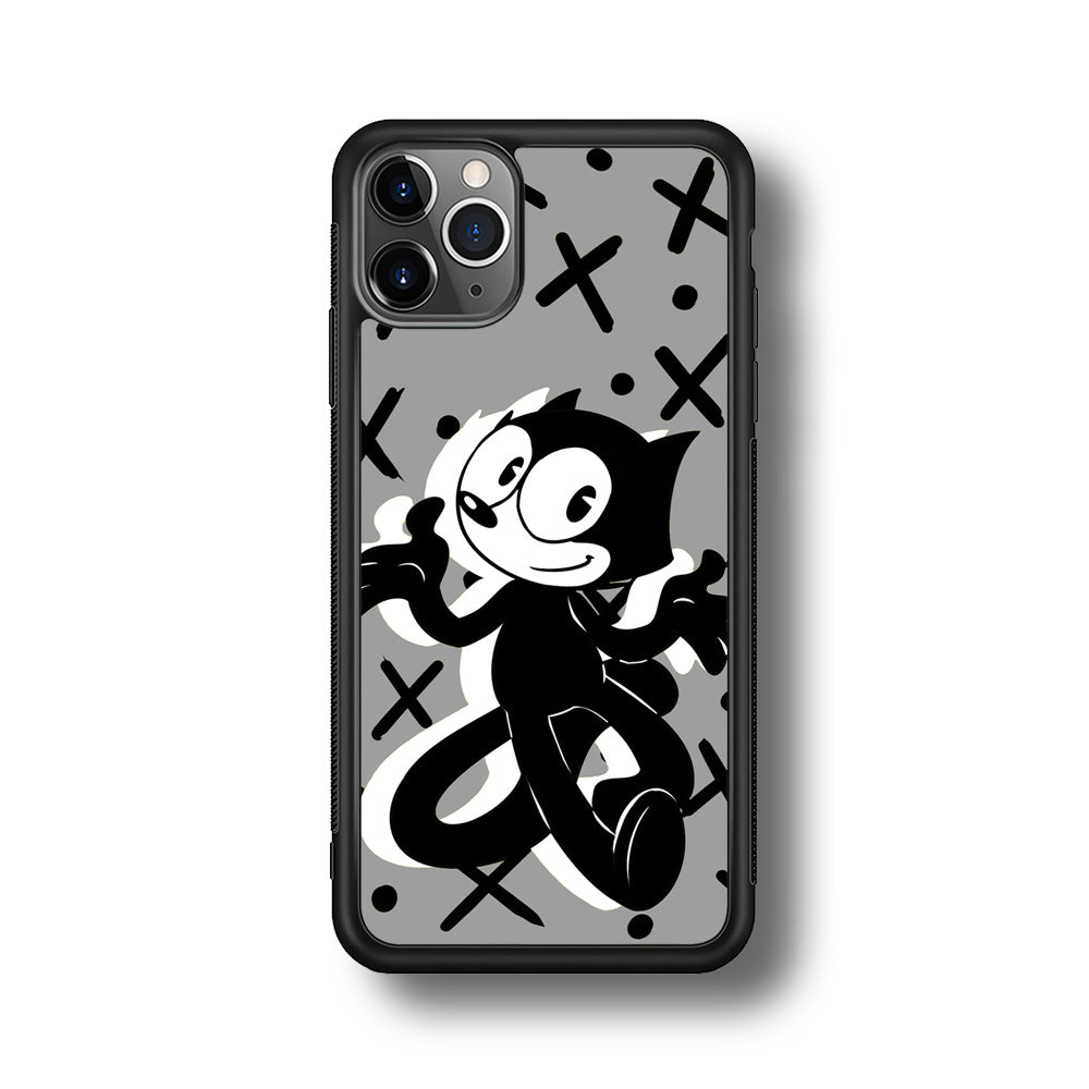 Felix The Cat Pattern In Grey iPhone 11 Pro Case