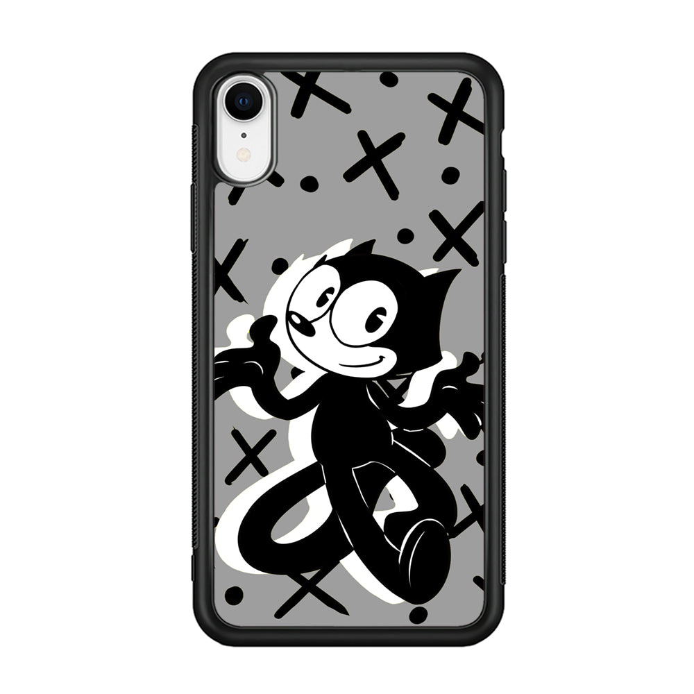 Felix The Cat Pattern In Grey iPhone XR Case
