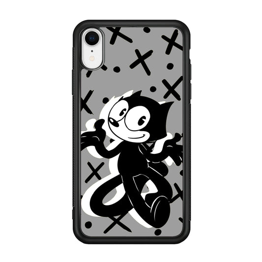 Felix The Cat Pattern In Grey iPhone XR Case