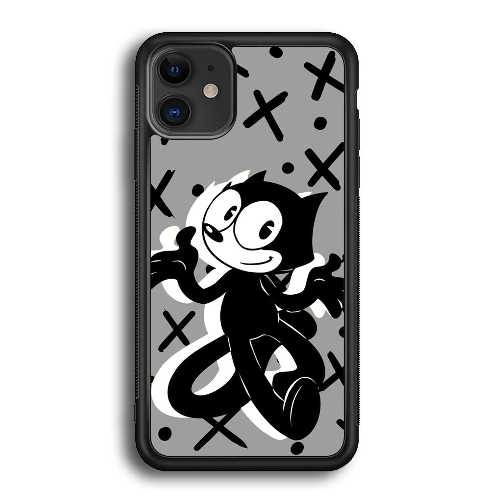 Felix The Cat Pattern In Grey iPhone 12 Case