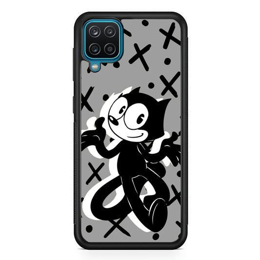 Felix The Cat Pattern In Grey Samsung Galaxy A12 Case