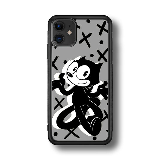 Felix The Cat Pattern In Grey iPhone 11 Case