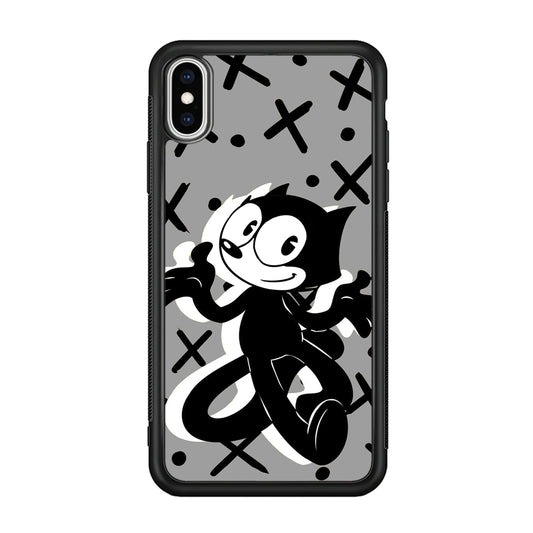 Felix The Cat Pattern In Grey iPhone XS Case