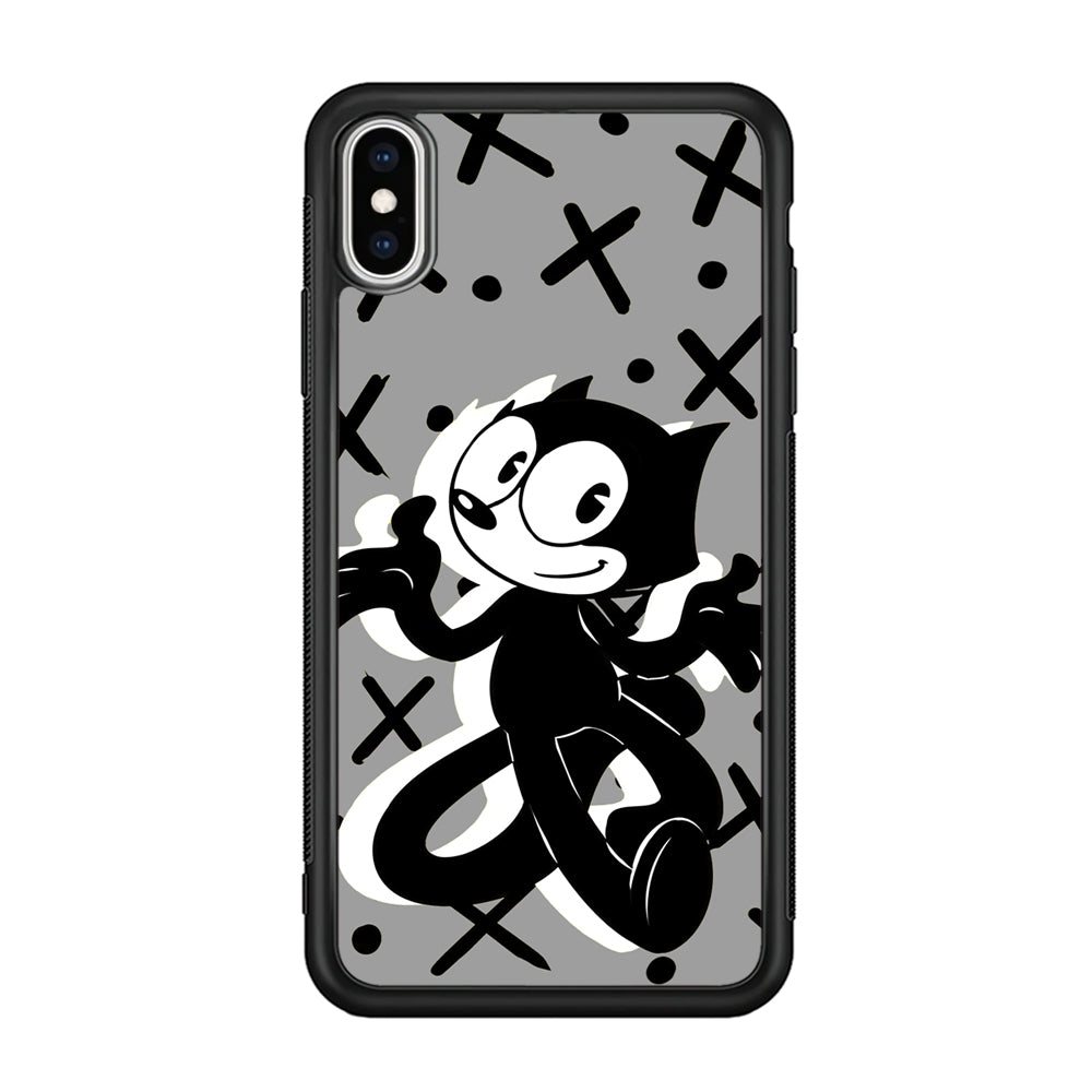 Felix The Cat Pattern In Grey iPhone XS MAX Case