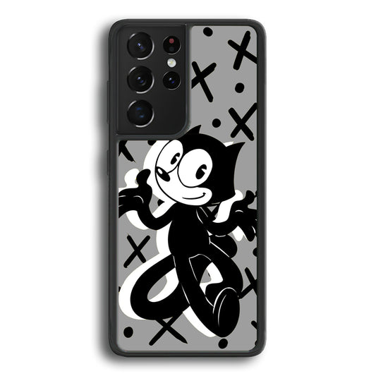 Felix The Cat Pattern In Grey Samsung Galaxy S21 Ultra Case