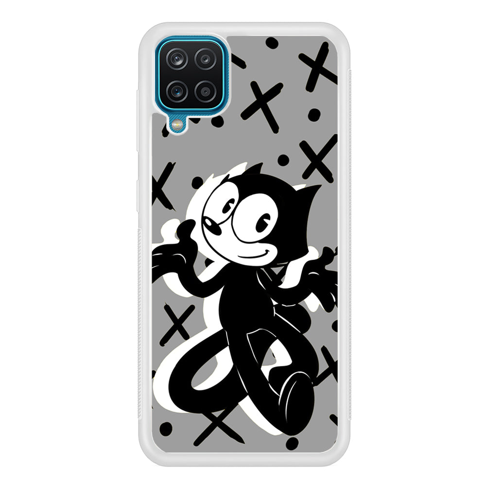 Felix The Cat Pattern In Grey Samsung Galaxy A12 Case