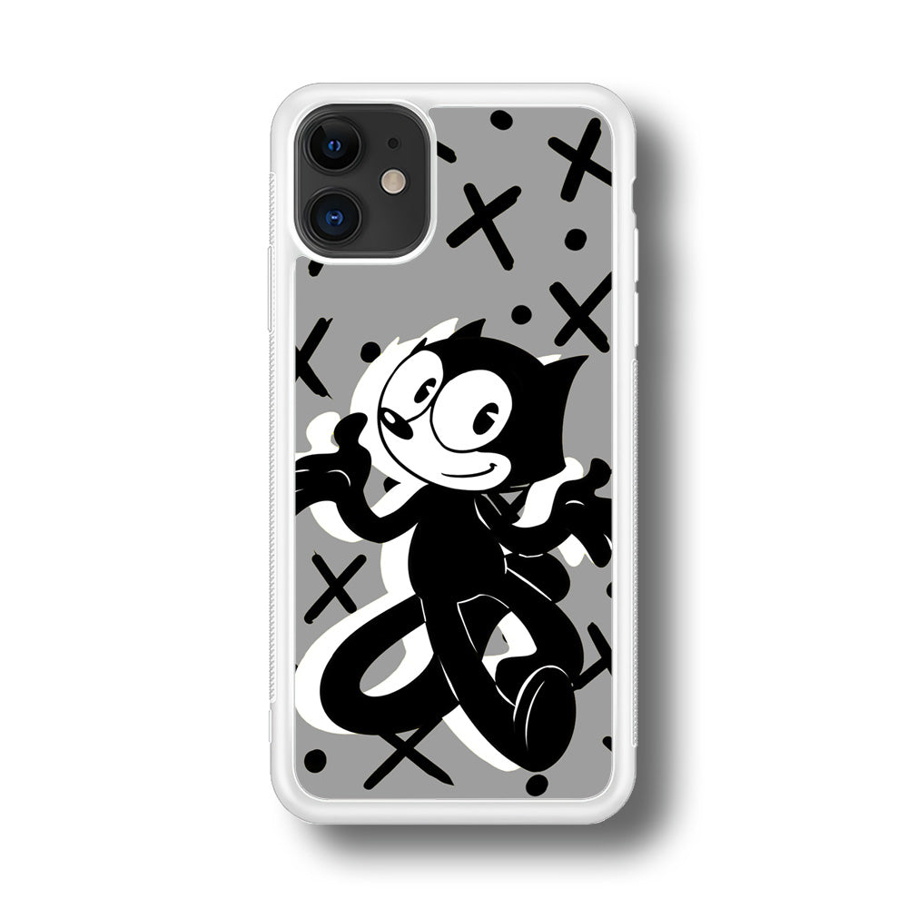 Felix The Cat Pattern In Grey iPhone 11 Case