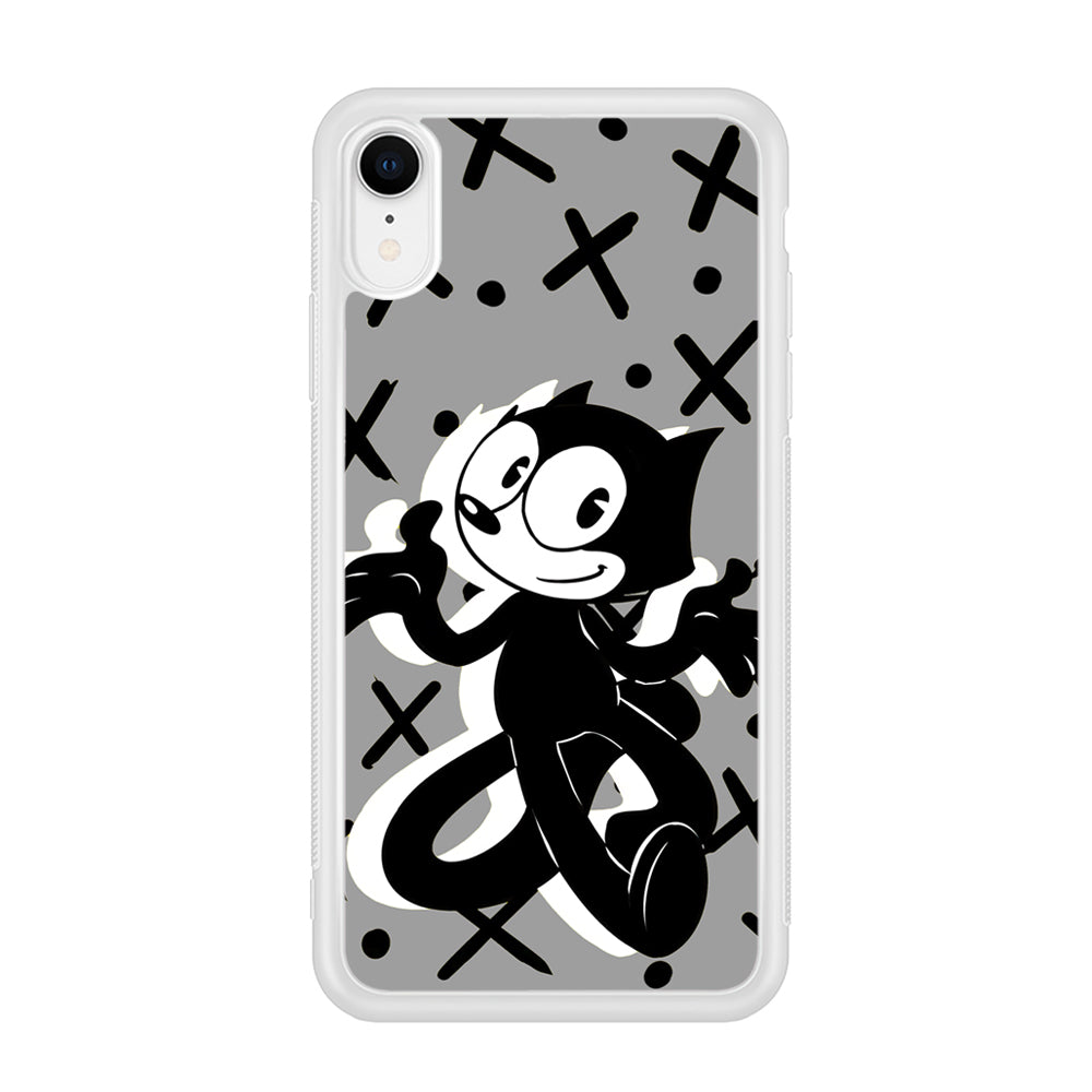 Felix The Cat Pattern In Grey iPhone XR Case
