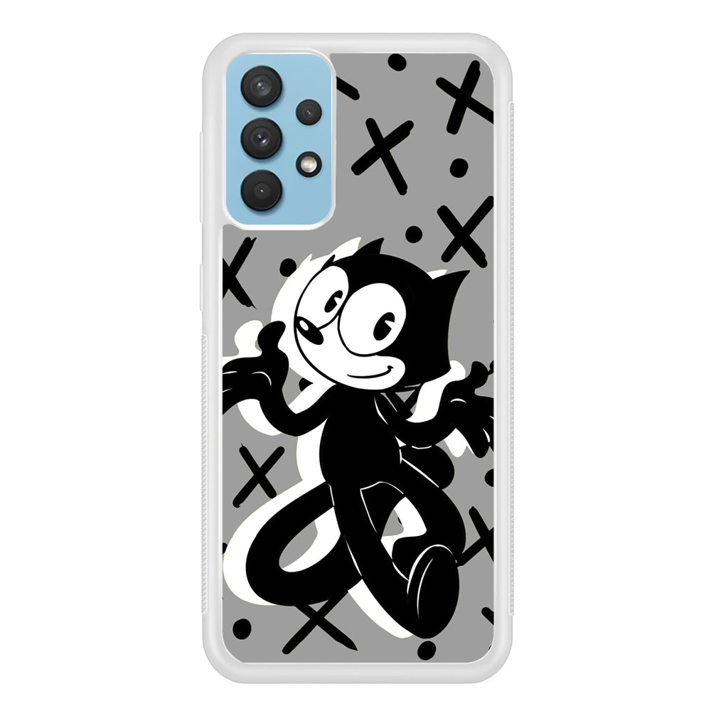 Felix The Cat Pattern In Grey Samsung Galaxy A32 Case