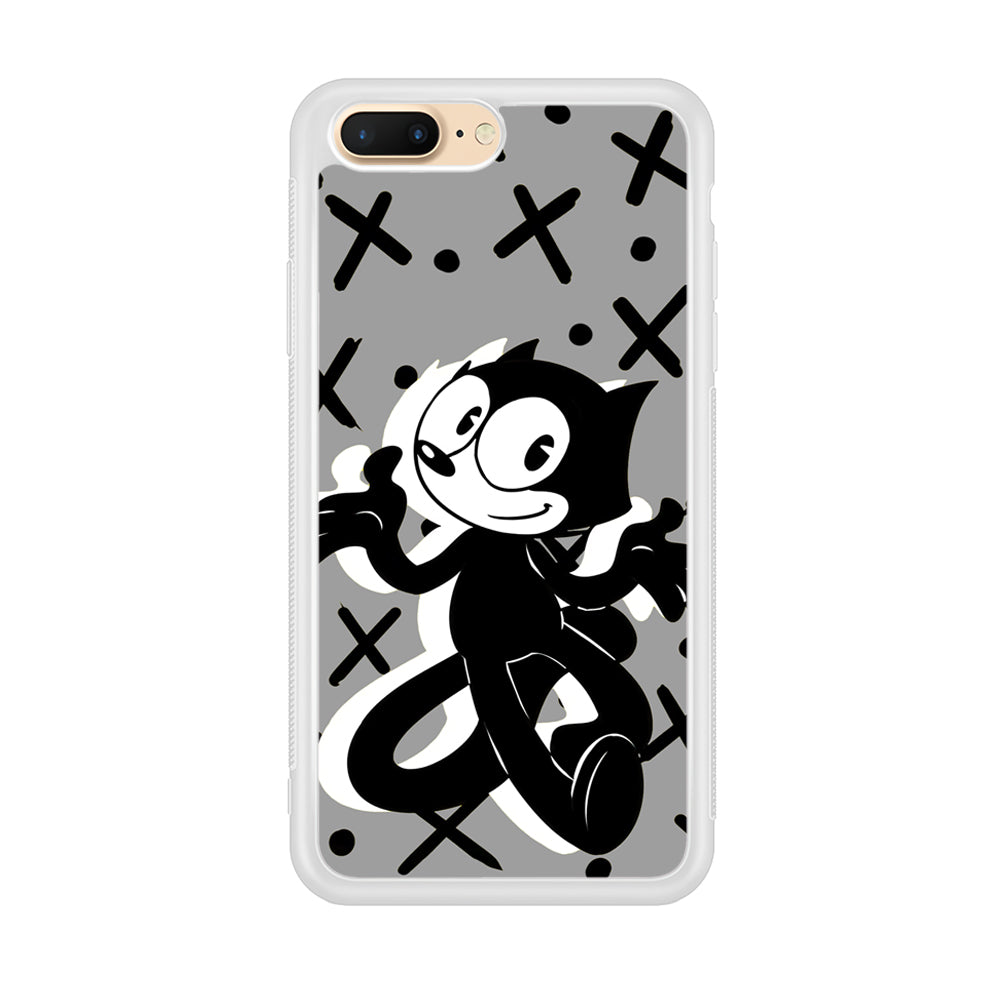 Felix The Cat Pattern In Grey iPhone 8 Plus Case