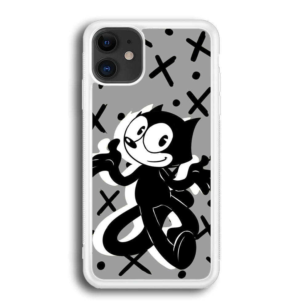 Felix The Cat Pattern In Grey iPhone 12 Case