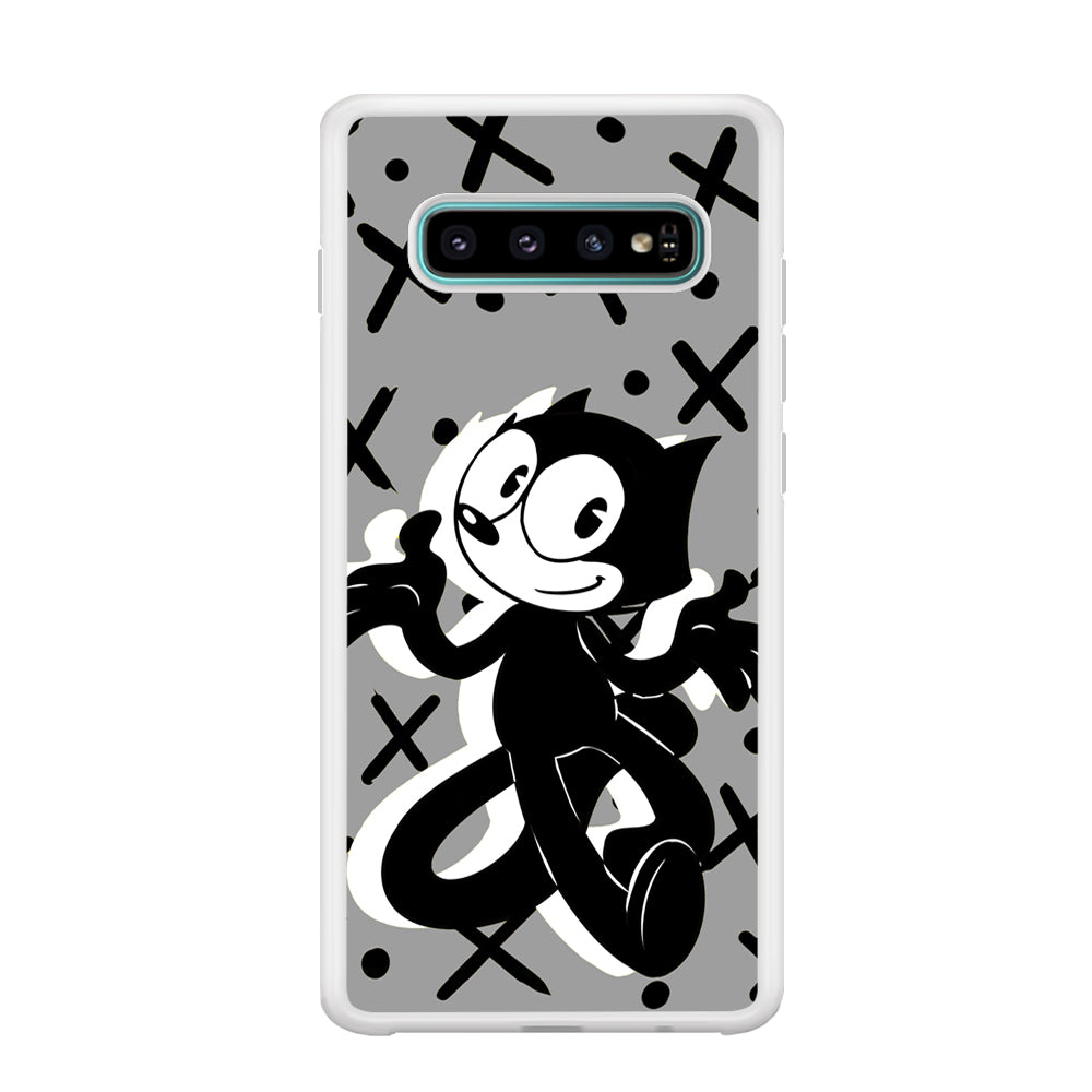 Felix The Cat Pattern In Grey Samsung Galaxy S10 Case