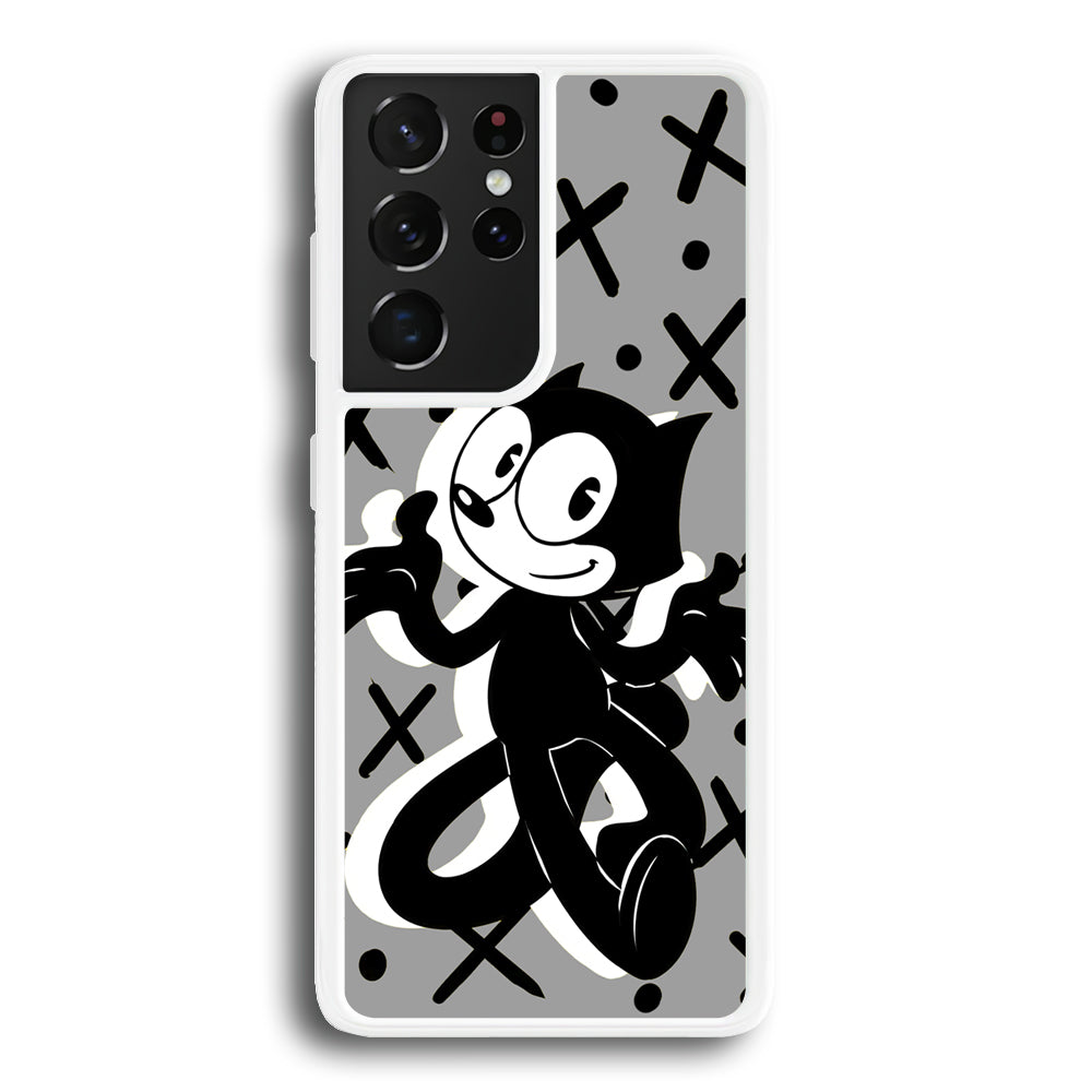 Felix The Cat Pattern In Grey Samsung Galaxy S21 Ultra Case