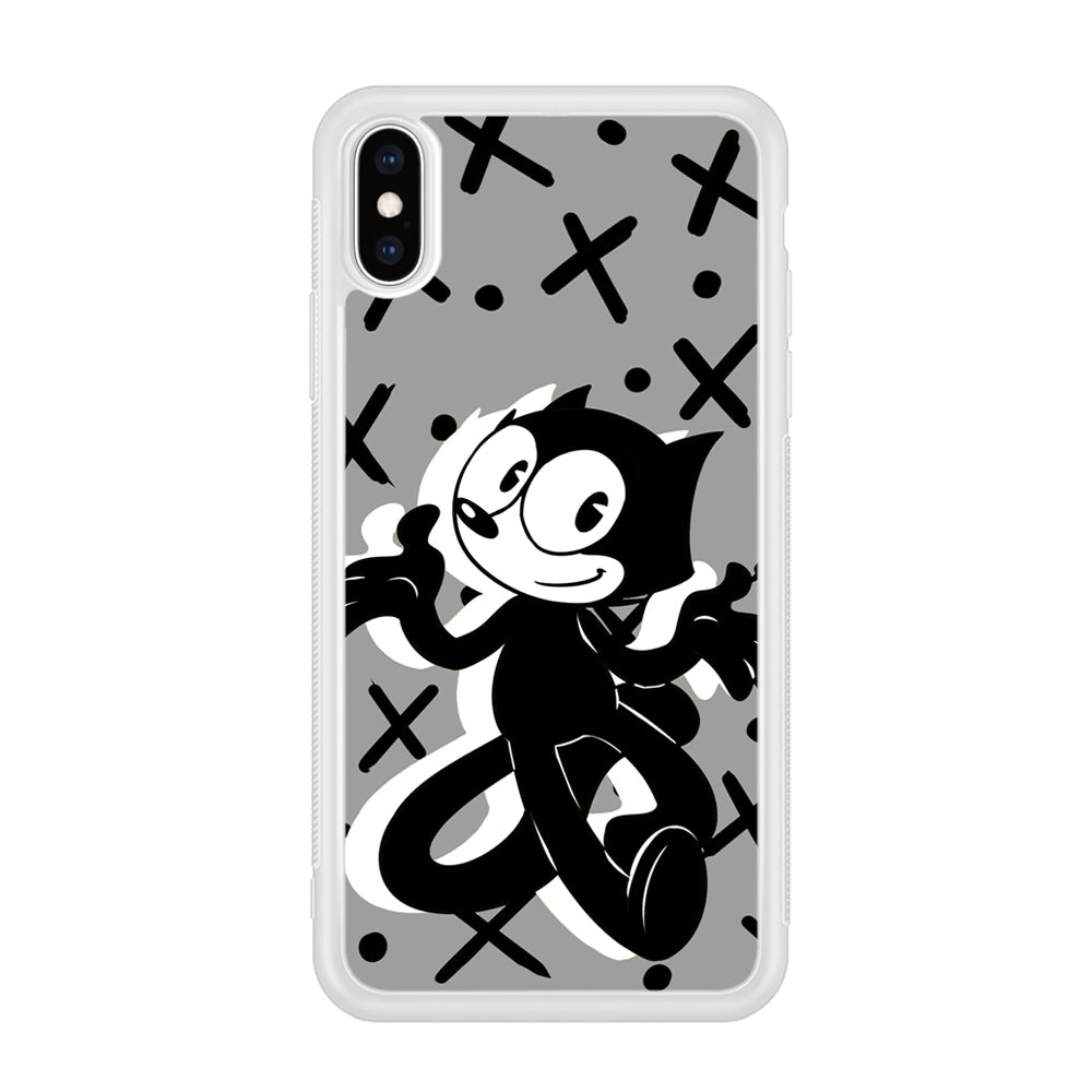 Felix The Cat Pattern In Grey iPhone XS MAX Case