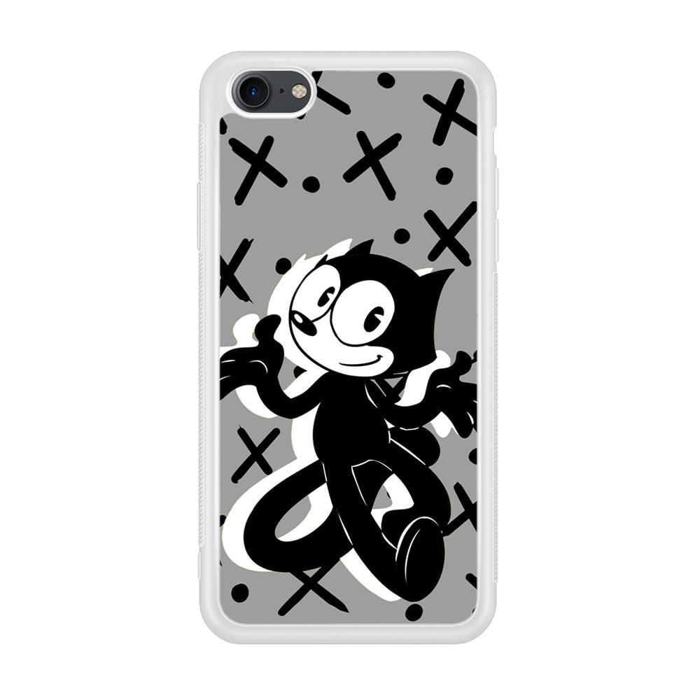 Felix The Cat Pattern In Grey iPhone 8 Case