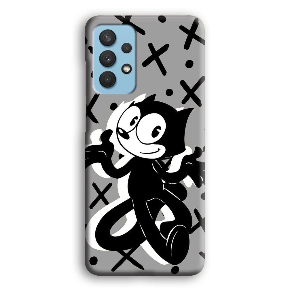 Felix The Cat Pattern In Grey Samsung Galaxy A32 Case