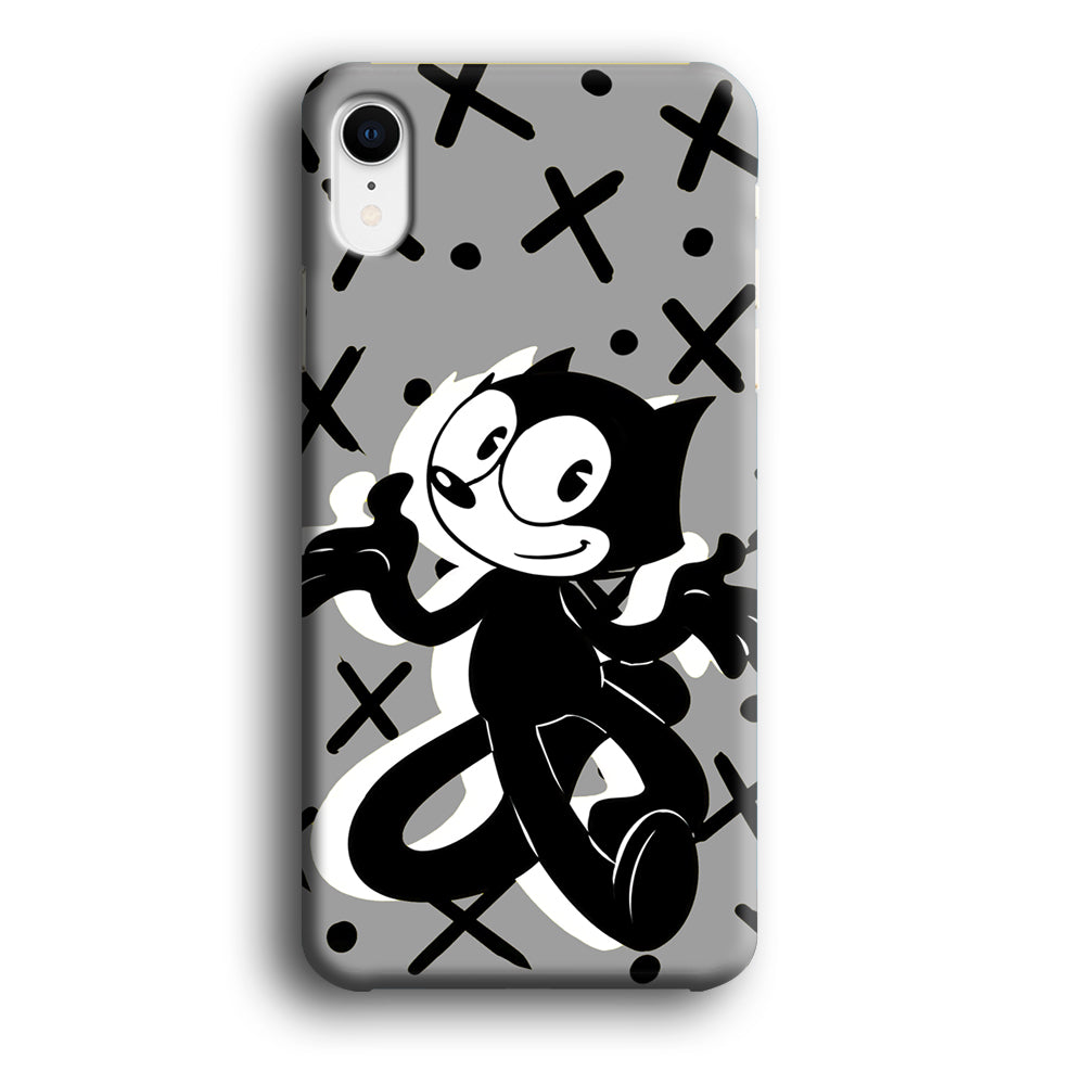 Felix The Cat Pattern In Grey iPhone XR Case