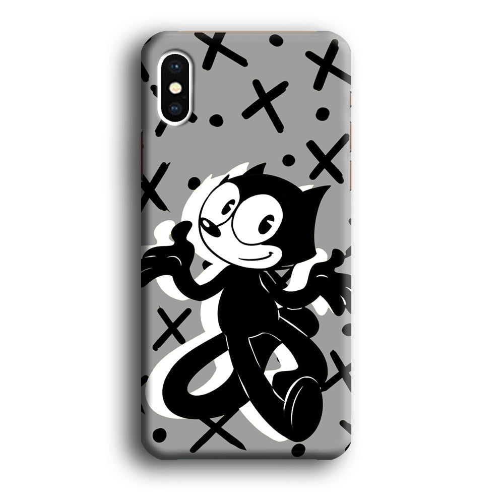 Felix The Cat Pattern In Grey iPhone X Case