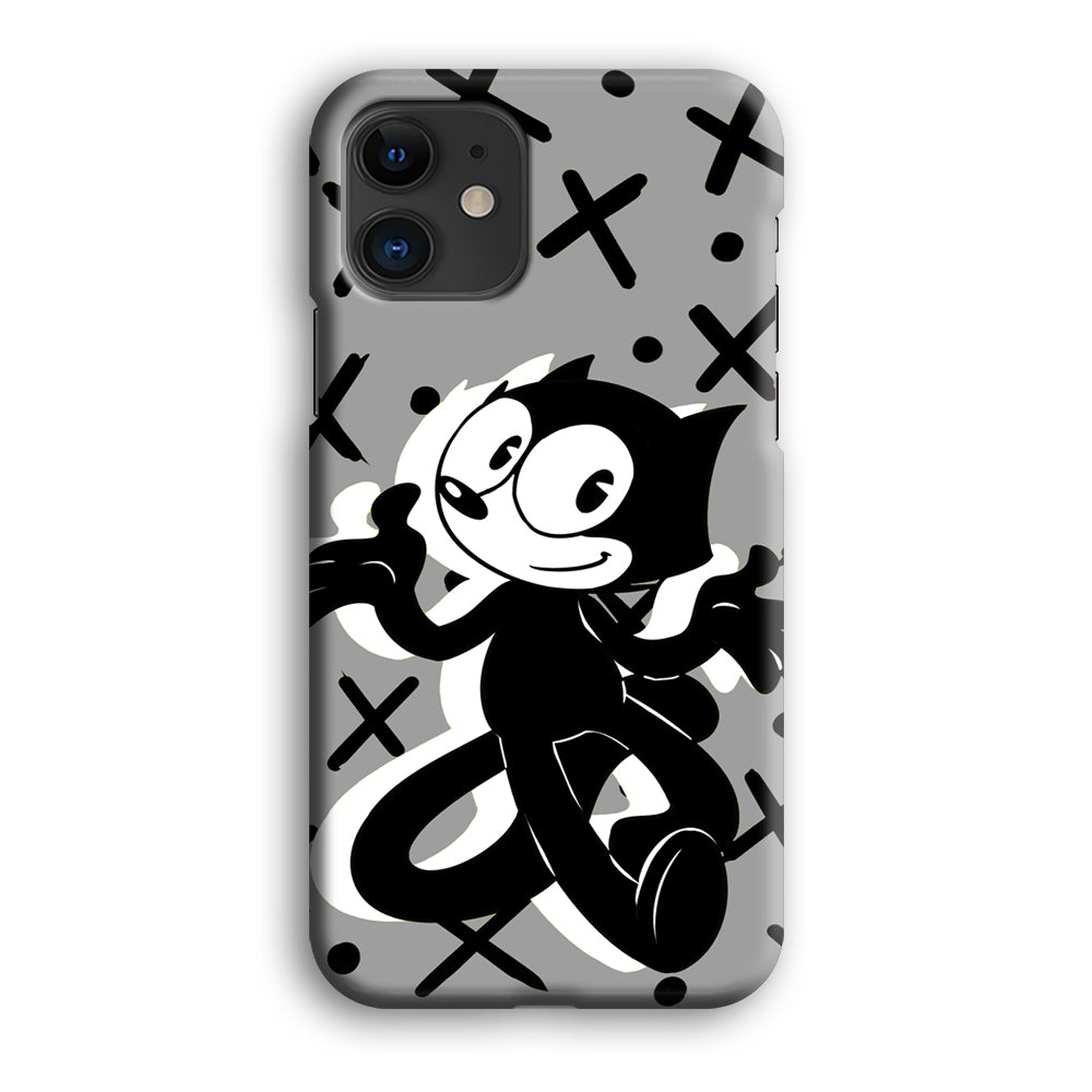 Felix The Cat Pattern In Grey iPhone 12 Case