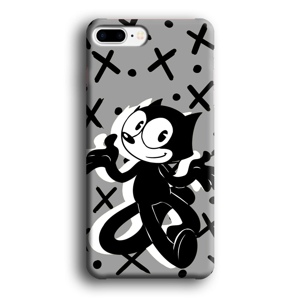 Felix The Cat Pattern In Grey iPhone 8 Plus Case